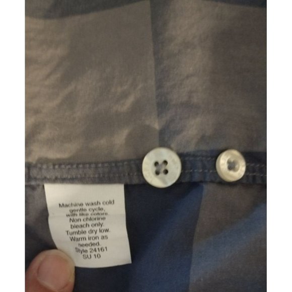 Large Men's J.Crew Tailored Fit Grey & Blue Plaid Long Sleeve Button Up Shirt - Picture 6 of 8